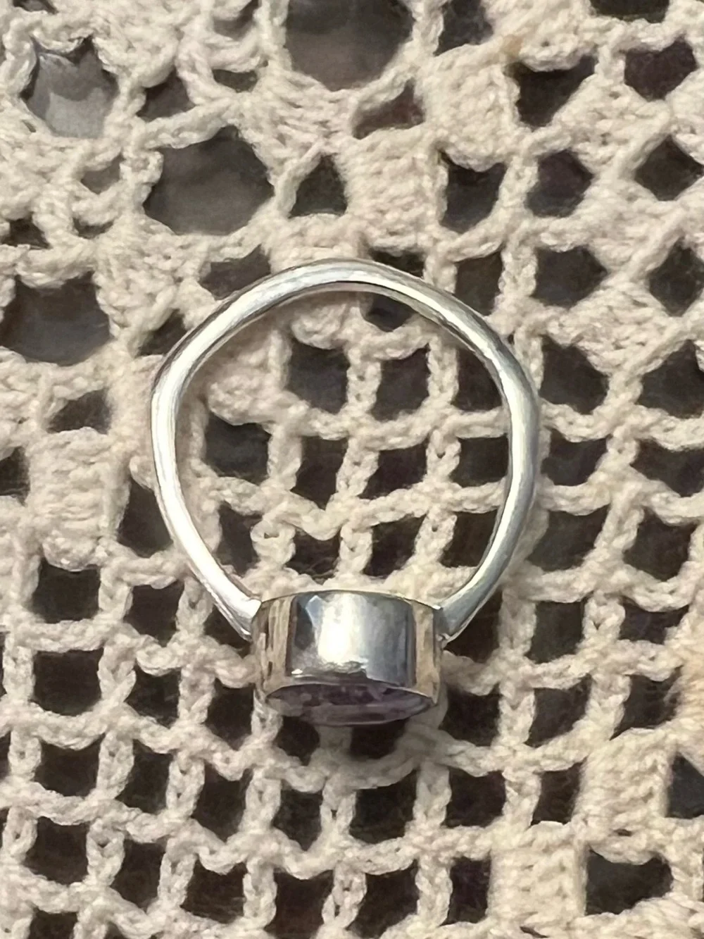 Amethyst 925 Sterling Silver Oval Faceted Bezel Set Ring Hexagonal Band 8 #663
